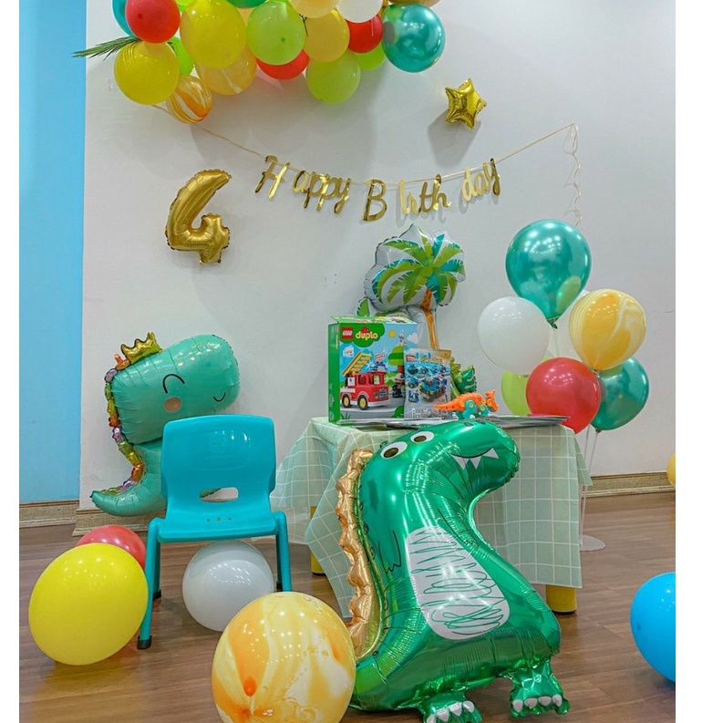 Set bong bóng phụ kiện trang trí sinh nhật cho bé trai, bé gái chủ đề khủng long- BOBABO STORE