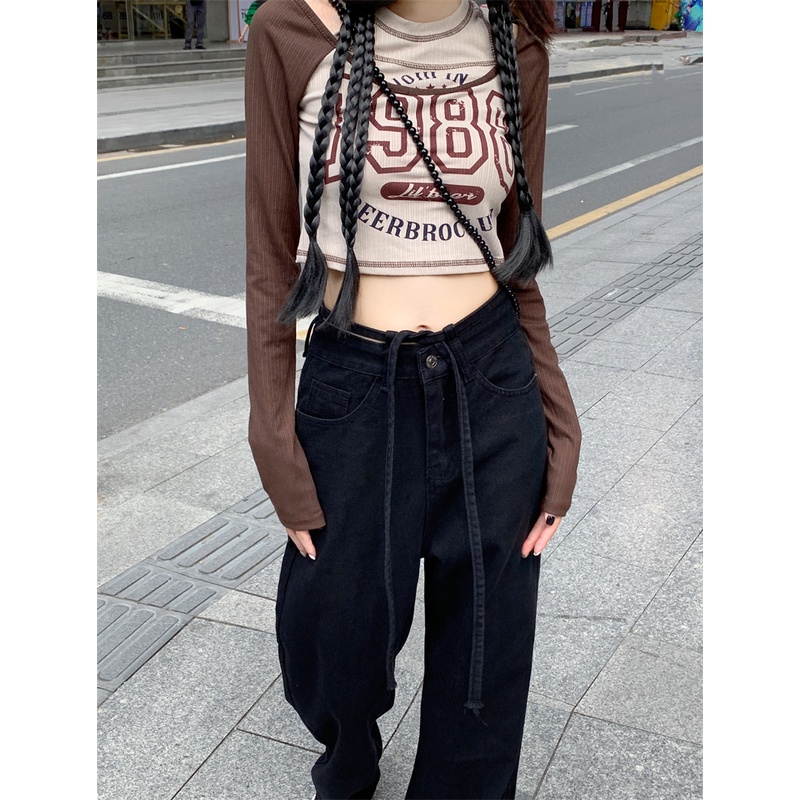 Quần jeans Nữ Dài Lưng Cao Dáng Rộng Thời Trang Hàn Quốc