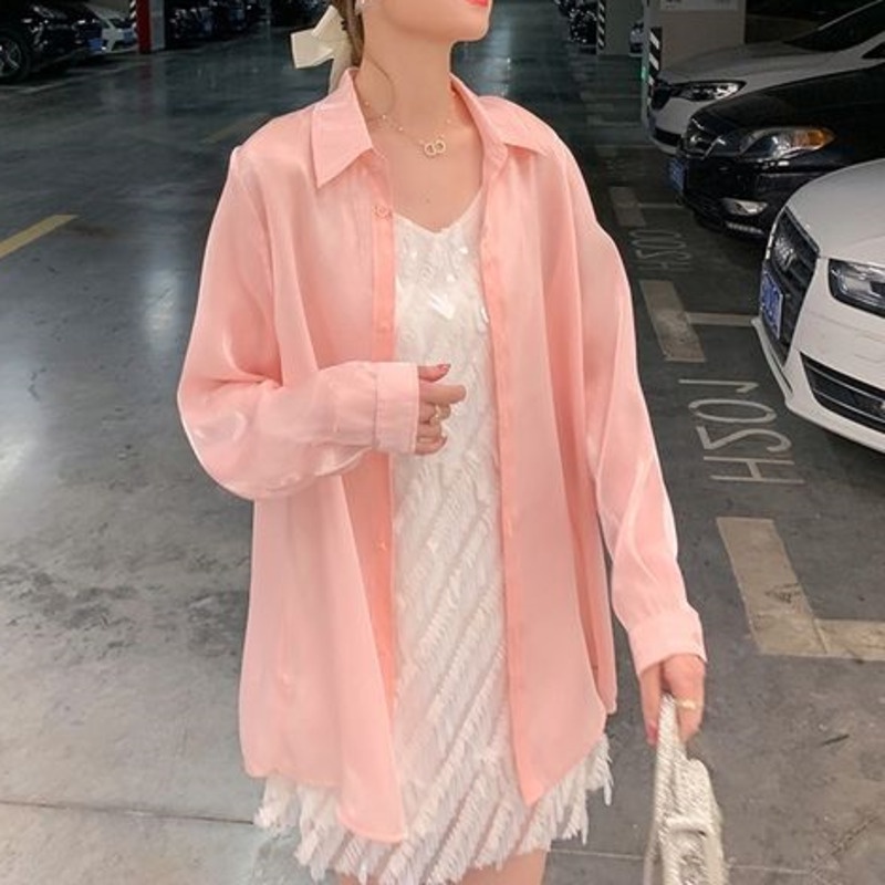 Áo Sơ Mi Voan Sang Trọng 174121 Áo Khoác Chống Nắng Tay Dài Thoáng Khí Thiết Kế Đơn Giản Trẻ Trung Hợp Thời Trang