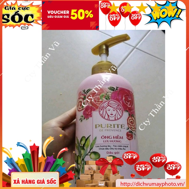 Dầu Gội Purité  Hoa Anh Đào và Hoa Hồng 600ml Dưỡng Chất Thiên Nhiên, Giúp Trẻ Hóa Sau Mỗi Lần Gội