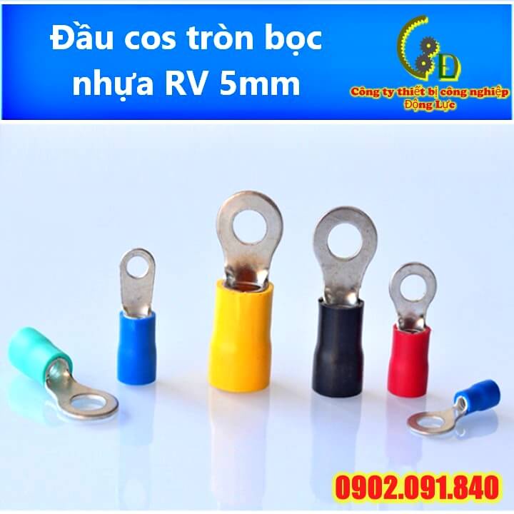 Đầu cos tròn bọc phủ nhựa RV3.5, RV5.5💥cosse khuyên cho dây 2.5mm, 4mm, 6mm, cốt khoen chữ O bấm nối dây điện bằng đồng