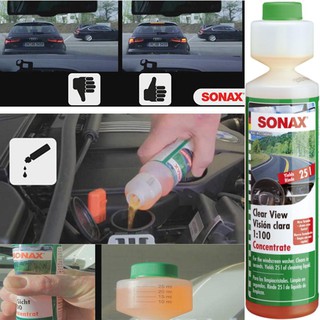 Nước Rửa Kính Lái Xe Ô Tô Sonax Clear View 1:100 Concentrate 250ml - Nước Rửa Xe Ô Tô Đậm Đặc
