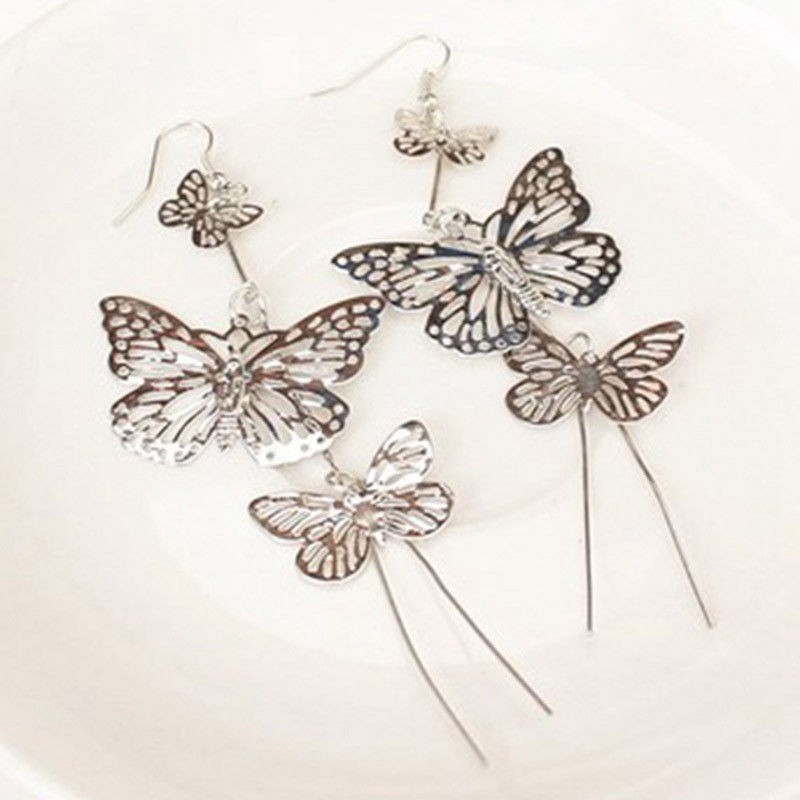Đôi khuyên tai dáng dài hình bươm bướm phong cách cổ điển