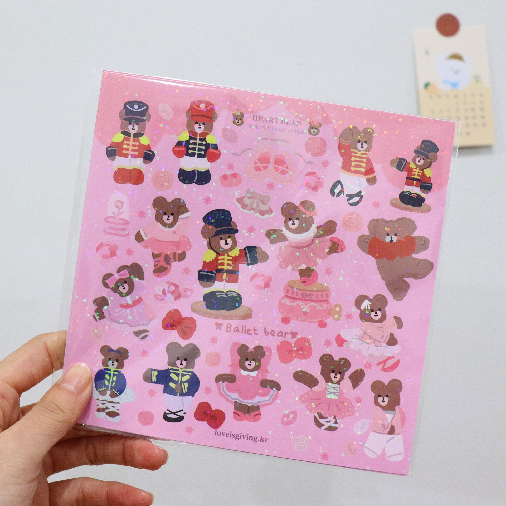 Korean glittering cute vintage bear sticker