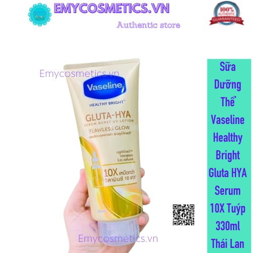 Sữa Dưỡng Thể Vaseline Healthy Bright Gluta HYA Serum 10X Tuýp 330ml Thái Lan