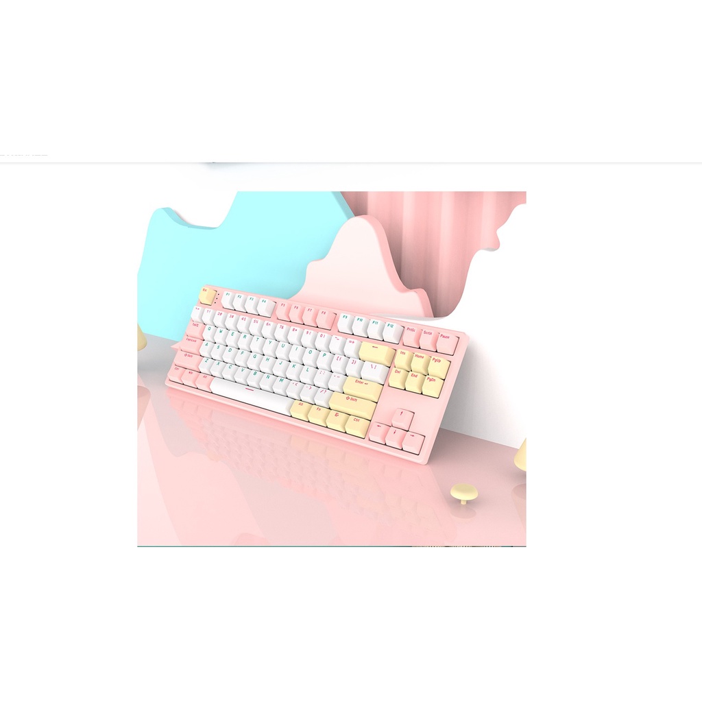 Bàn Phím Cơ Ganss HS-87T White Peach RGB Three mode Chính Hãng