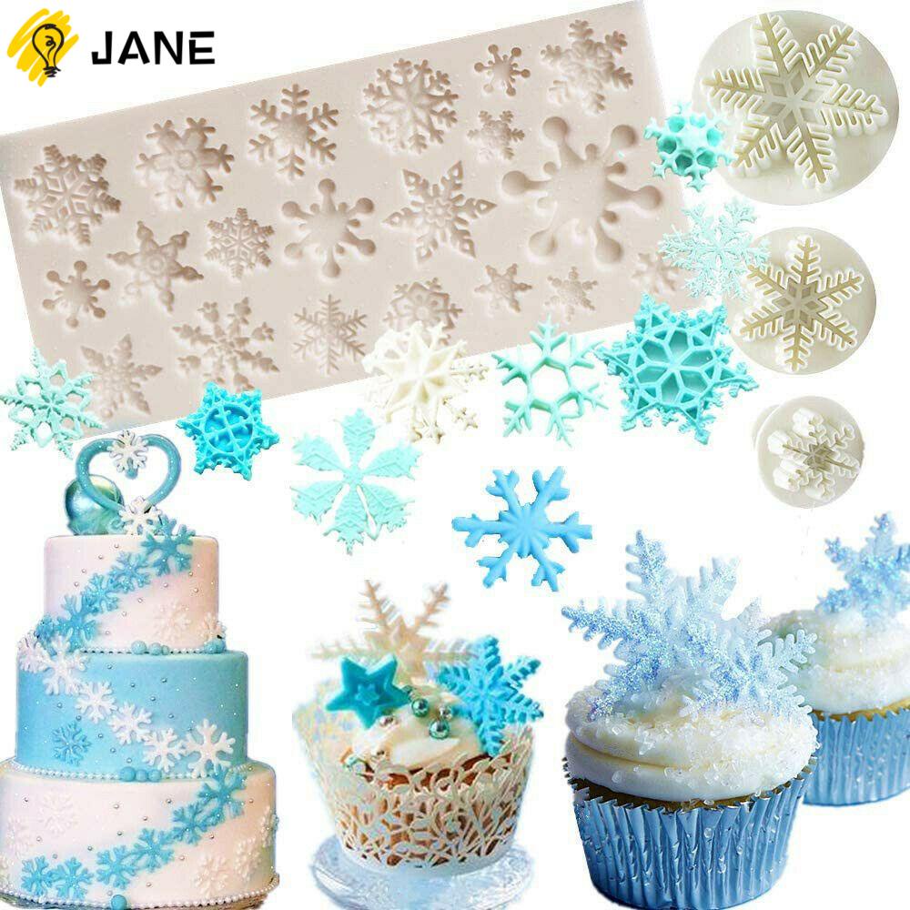 JANE Cake Decorating Snowflake Mold Christmas Fondant Baking Mould 3D Silicone Candy Jelly Chocolate