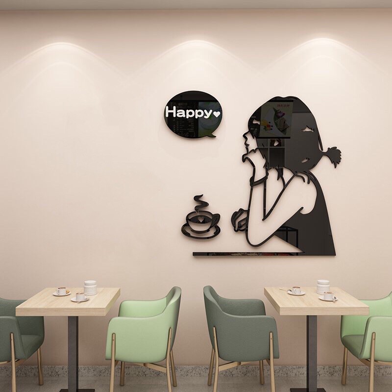 CAFE - Decal dán nổi trang trí quán cafe, trà sữa