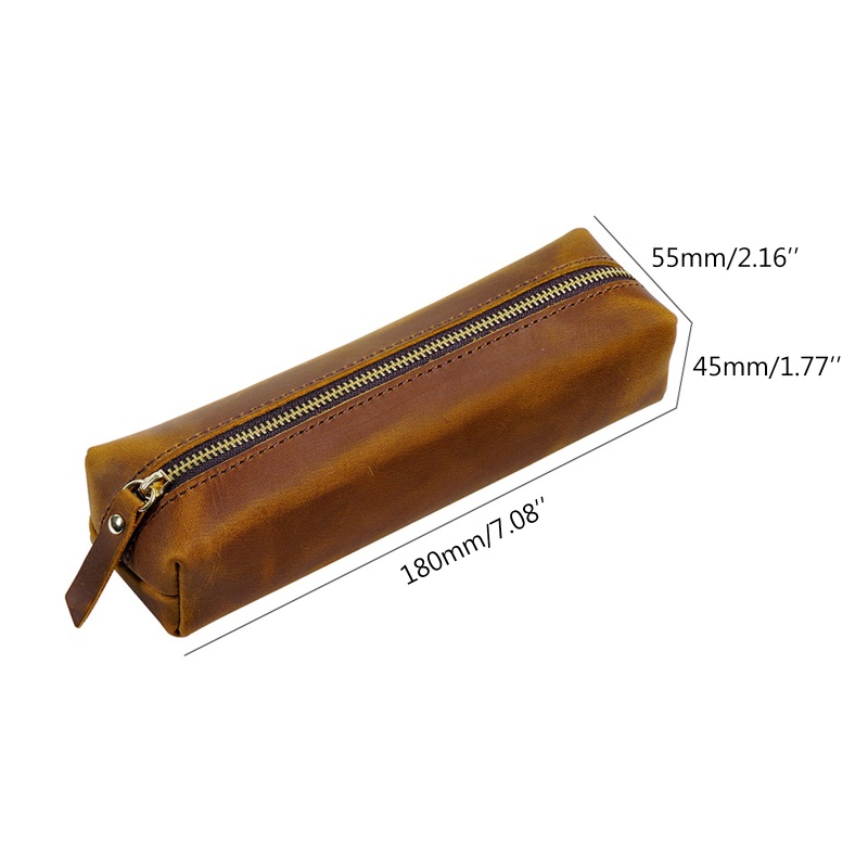 Túi Đựng Bút Bằng Da Có Khóa Kéo Tiện Dụng Mang Theo Du Lịch Cho Nữ