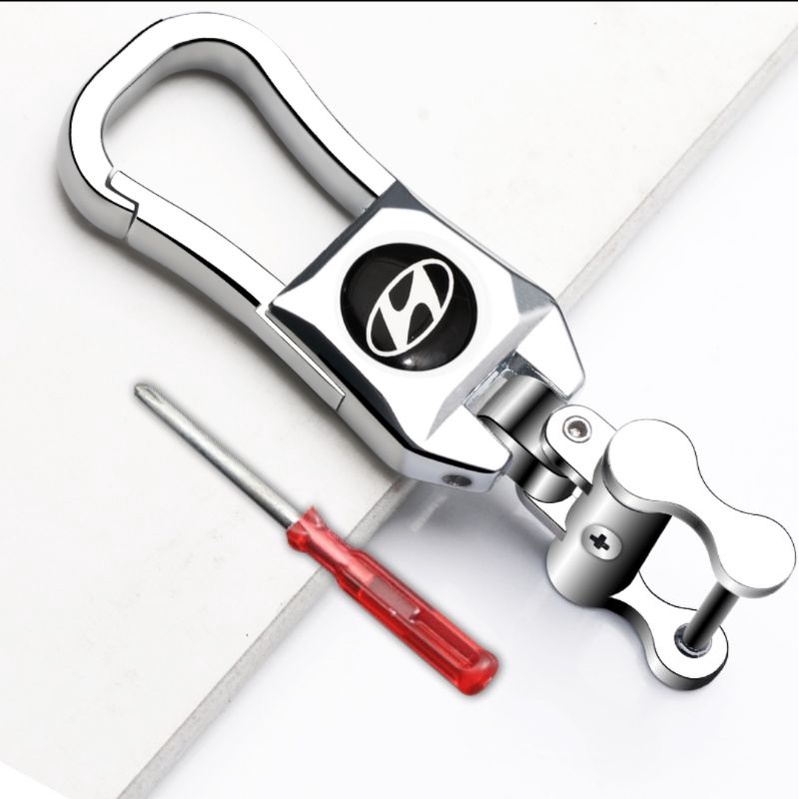 Móc khóa hợp kim Inox tặng kèm tua vít có logo các hãng xe Hyundai - Toyota - Kia - Mazda - Ford - Chevrolet - Honda