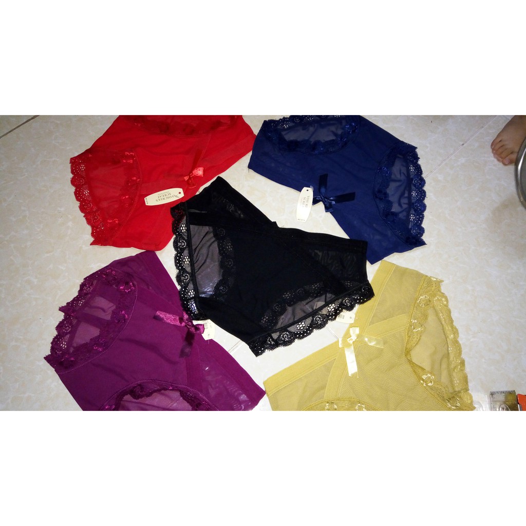 [Thanh lý] Sỉ 10 quần lót chéo cạp, viền ren quyến rũ từ 40-55 kg 5779 (ảnh thật)