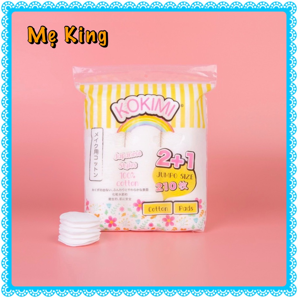 BÔNG TẨY TRANG KOKIMI 210 MIẾNG VIỀN BÔNG ÉP CHẶT - BÔNG TẨY TRANG VUÔNG KOKIMI210 COTTON PADS