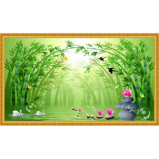 Tranh dán tường HD Cảnh đẹp rừng trúc spa HUD0358K Kim sa