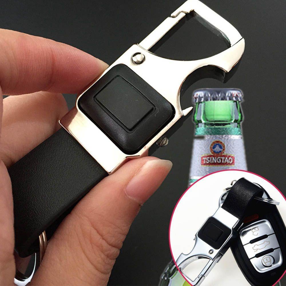 Móc Chìa Khóa Mini Bằng Da Và Kim Loại Có Đèn LED Trang Trí Nội Thất Xe Hơi / Xe Máy