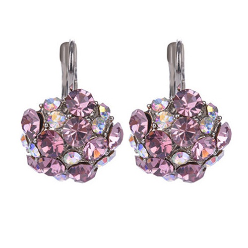 Cặp khuyên tai thiết kế hình cầu đính đá quý nhân tạo nhiều màu sang trọng dành cho nữ