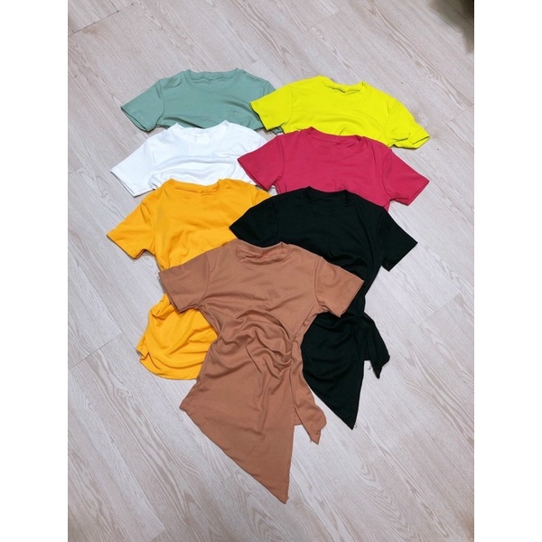 Áo kiểu nữ, áo thun nữ, áo thun tay ngắn tà xéo xẻ tà nhún eo siêu xinh