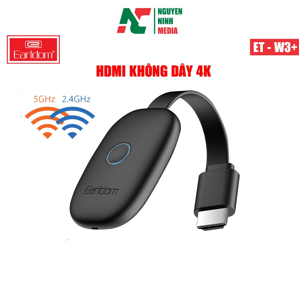 Bộ HDMI Không Dây Earldom W3+ Hỗ Trợ Kết Nối Điện Thoại Với TV, Máy Chiếu 4K- Hàng Chính Hãng