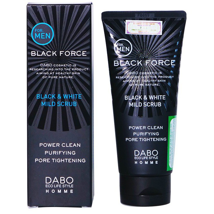 Sữa rửa mặt nam Dabo Black Force For Men Hàn quốc 120ml/ Hộp - Hàng chính hãng