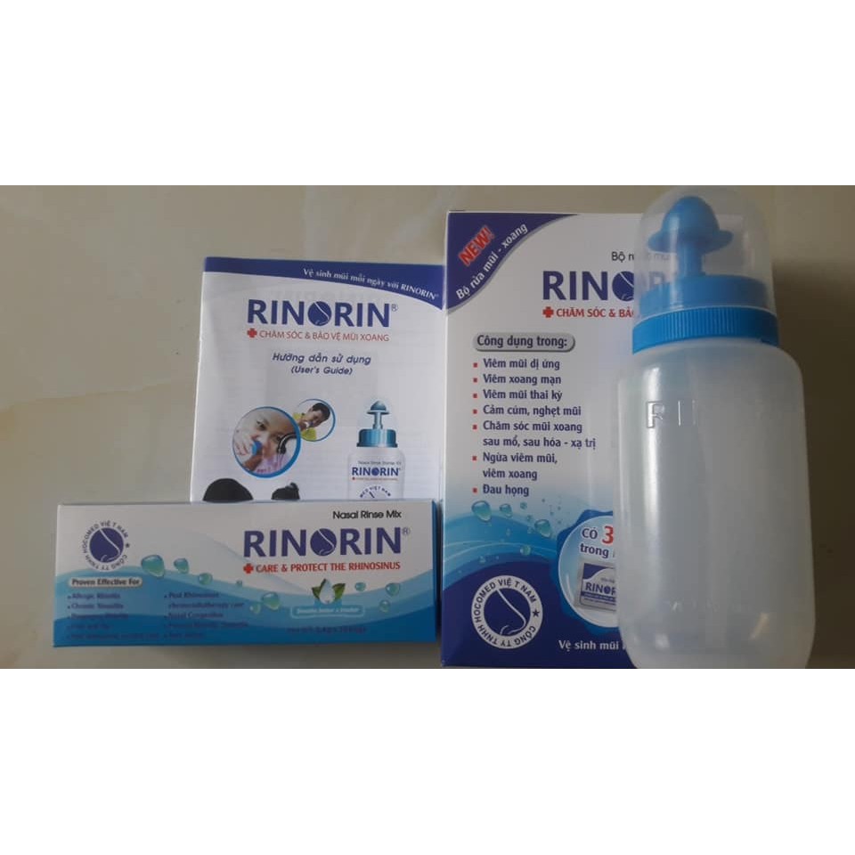 Bình rửa mũi  RINORIN,tặng 05 khẩu trang kk