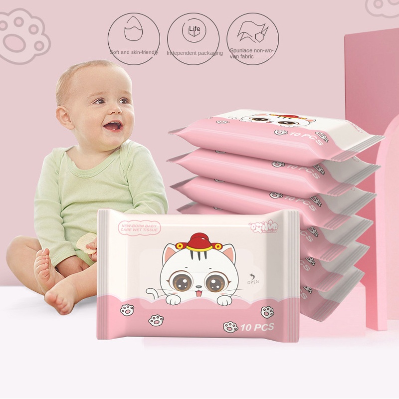 Bộ 10 Khăn Ướt Lau Khô Bằng Vải Không Dệt Dùng Một Lần GYLMY355