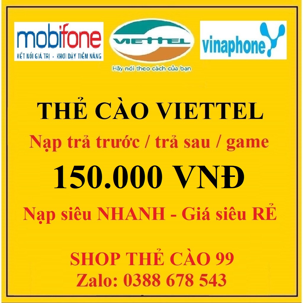 Combo Thẻ Cào Viettel 50K + 100K