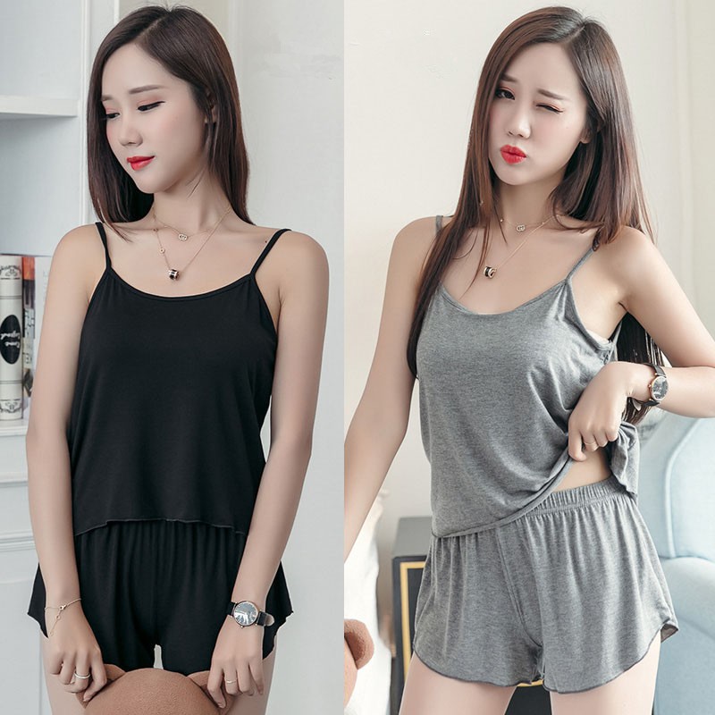Pijama Female Pajamas Sexy Camisole + Sexy Pajamas Shorts Adult Female Pajamas Cheap