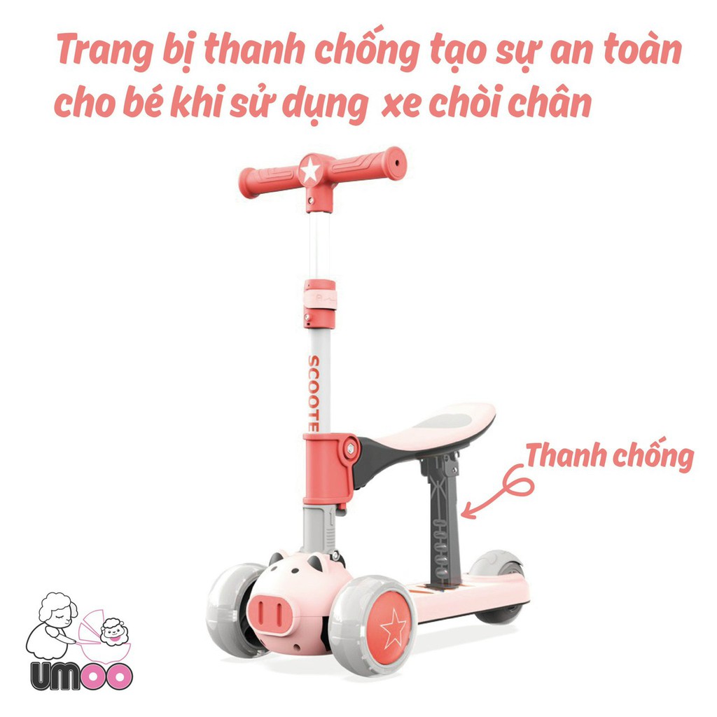 [Hàng sẵn giao ngay] XE SCOOTER HEO UMOO 2021 CAO CẤP CÓ ĐÈN PHÁT SÁNG