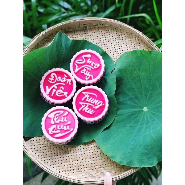 Bộ 4 khuôn rau câu trung thu, khuôn nhấn cơm xôi chữ Trung thu- Đoàn viên - Phú quý - sum vầy