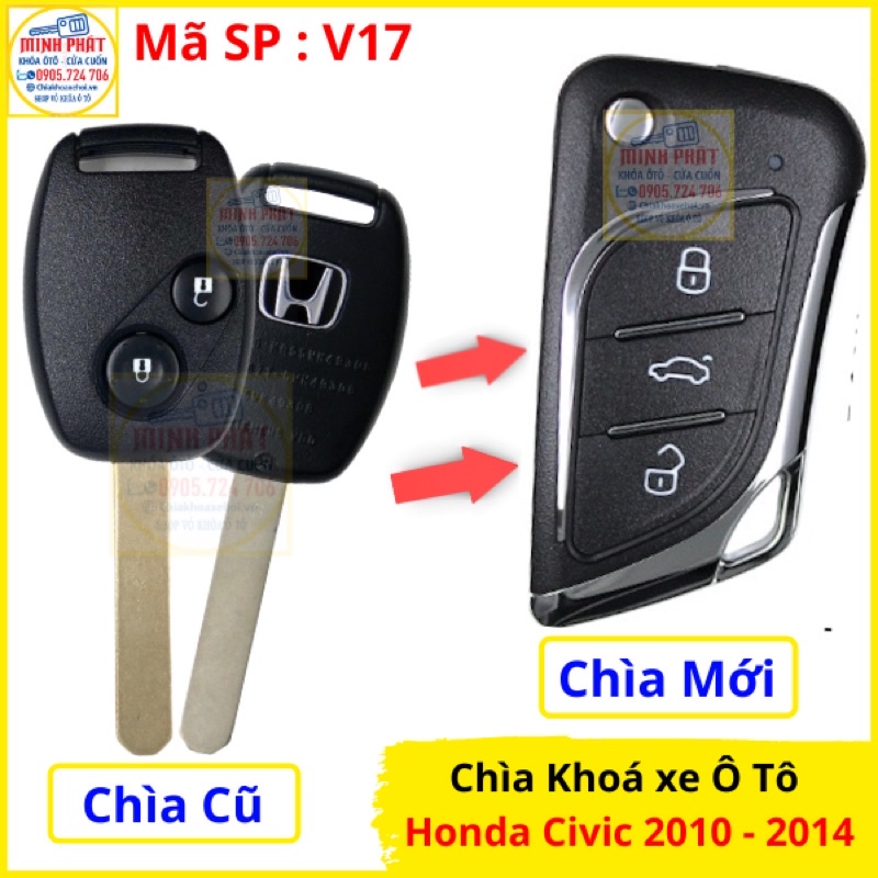 Làm remote xe Ô tô Honda Civic đời 2010 đến 2014