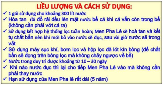 1 Hộp, 20 gói MEN PHA LÊ - MEN VI SINH BỘT SIÊU TRONG NƯỚC HỒ CÁ