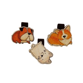 Set 3 Bookmark Gỗ Nam Châm Chó Corgi
