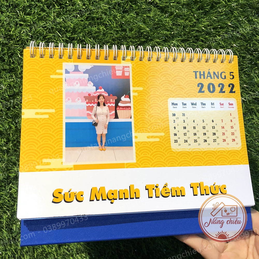 Lịch để bàn 2022 thiết kế đơn giản cho văn phòng, lịch in hình dễ thương có lịch âm, chất liệu giấy dày dặn