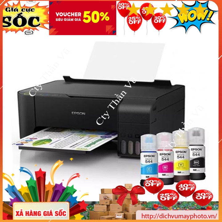 Máy in phun màu khổ A4 Epson L1110  hàng mới 100% bảo hành INECO