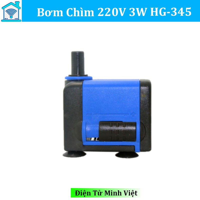 Bơm chìm mini 220V 7W 450L/h HG-345 bơm tiểu cảnh, bể cá, điều hòa nước