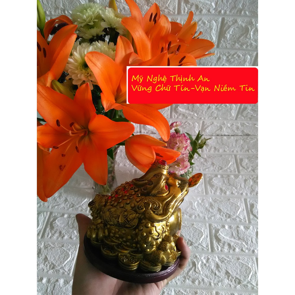 Tượng Cóc ba chân ngậm tiền vàng chiêu giữ tài lộc màu đồng TTD16 | BigBuy360 - bigbuy360.vn