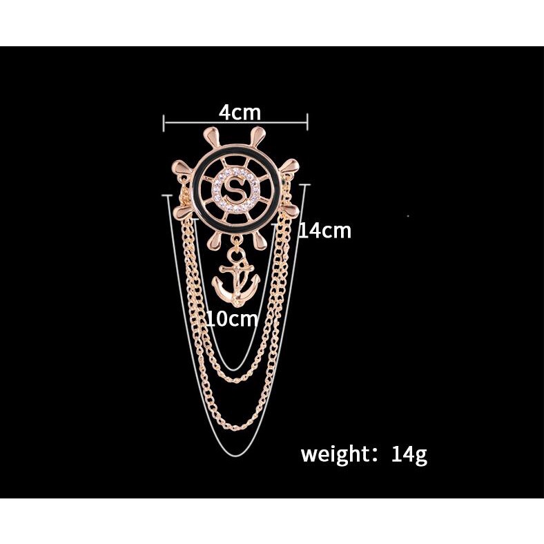 Ghim Cài Áo Hình Mỏ Neo Đính Đá Thời Trang Cho Nam