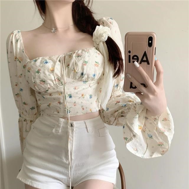 Áo Kiểu Cổ Vuông Tay Loe Thời Trang Hàn Quốc Cho Nữ | BigBuy360 - bigbuy360.vn