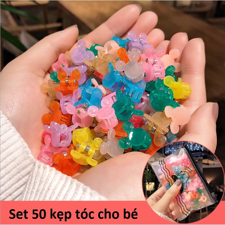 Set 50 kẹp tóc càng cua công chúa nhều màu dễ thương cho bé gái KB216120, buộc tóc Hàn Quốc và phụ kiện tóc cho bé