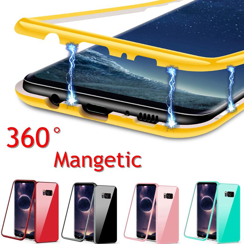 Ốp điện thoại mặt gương cường lực nắp nam châm cho Samsung Galaxy Note 9 Note 8 S9Plus S8Plus S7 Edge Galaxy S8