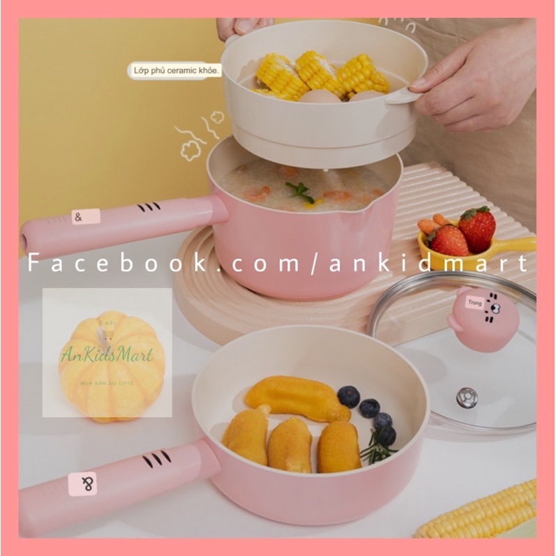 Bộ nồi chảo FIKA chống dính nấu đồ ăn dặm hình hổ con dễ thương