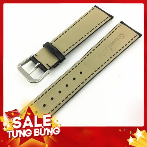 Dây da đồng hồ nam da bò thật dập vân cá sấu bền đẹp bản 16 - 18 - 20 - 22 mm -Hàng nhập khẩu