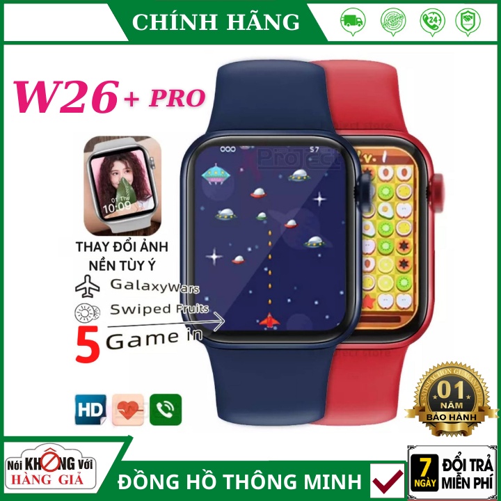 Đồng Hồ Thông Minh W26 pro seri 6 Tràn Viền 44mm , chơi game, Nghe Gọi Trực Tiếp, Nút Xoay Digital Crown