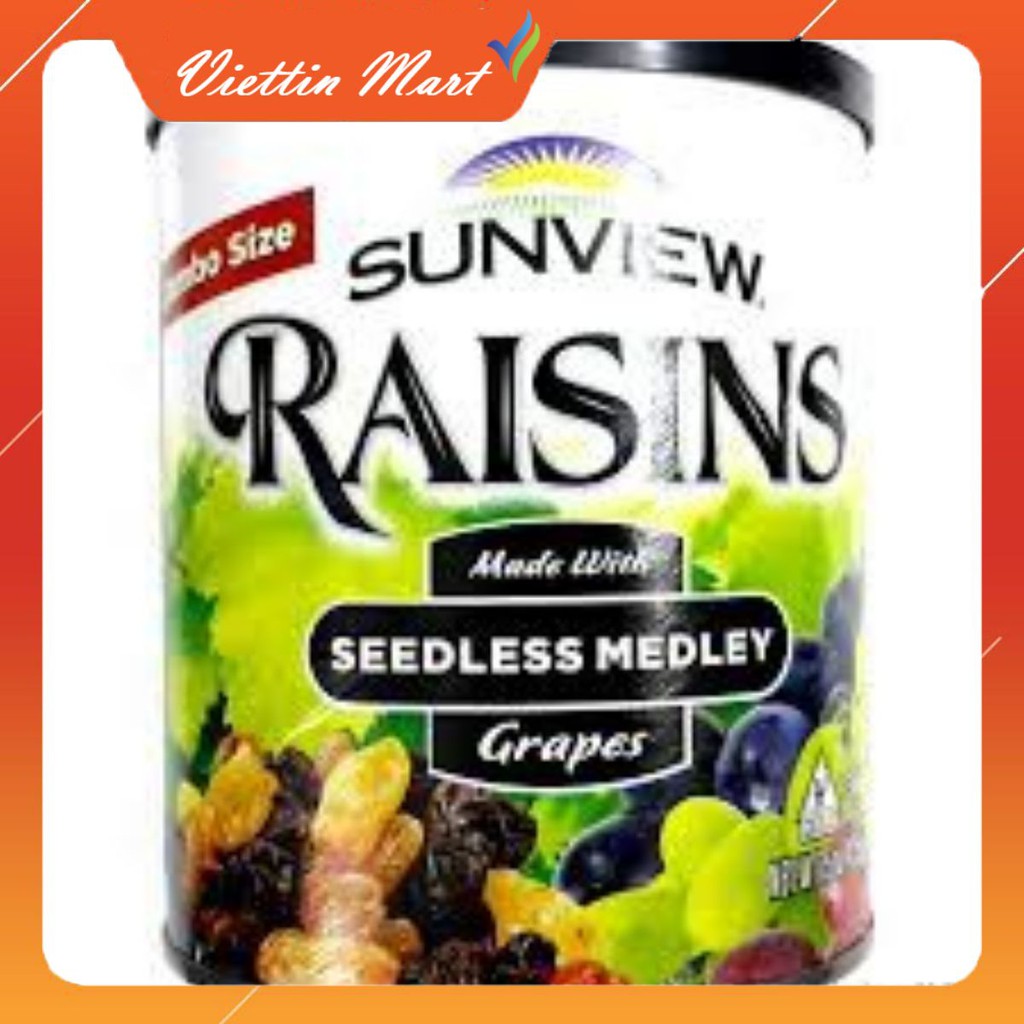 Nho Khô Mỹ SUNVIEW RAISINS hũ 425g loại hỗn hợp