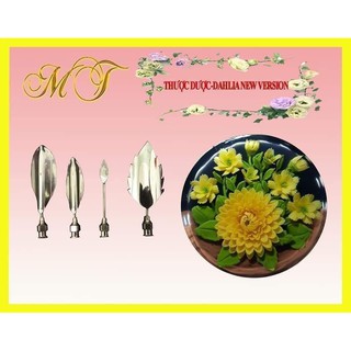Set 4 kim rau câu 3d - thược dược mới