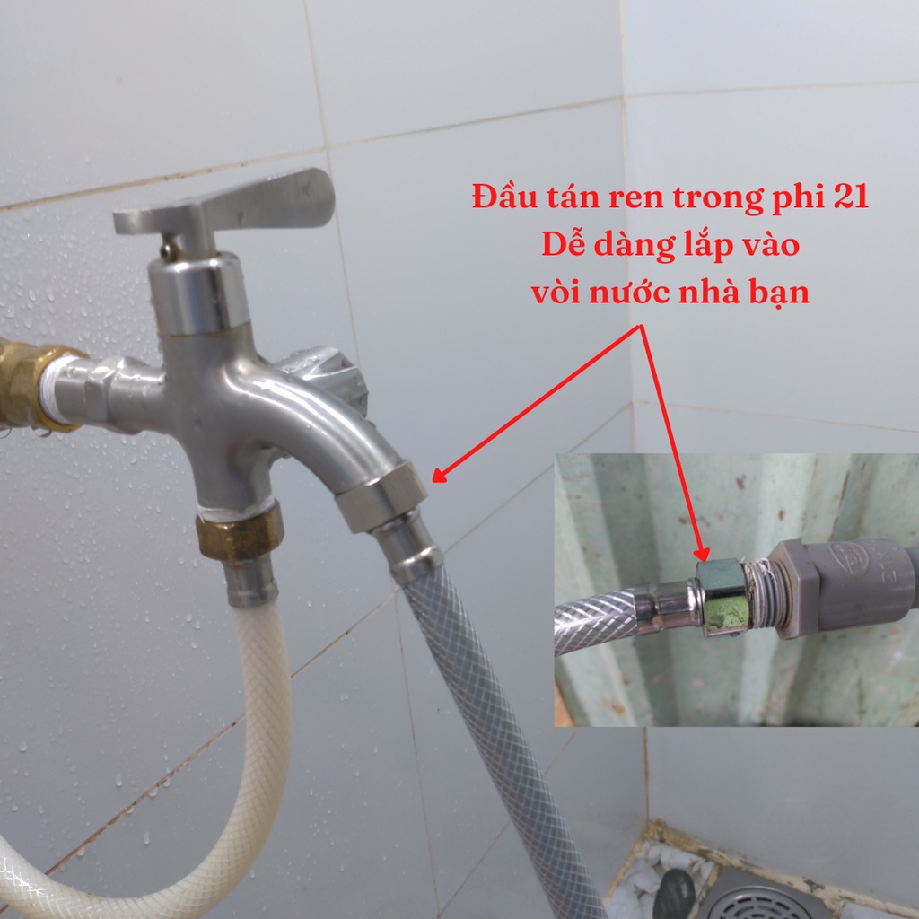 Dây xịt rửa xe, tưới cây rửa sân vườn gia đình 3m 5m 8m 10m 15m 20m..., đầu béc phun tia nước