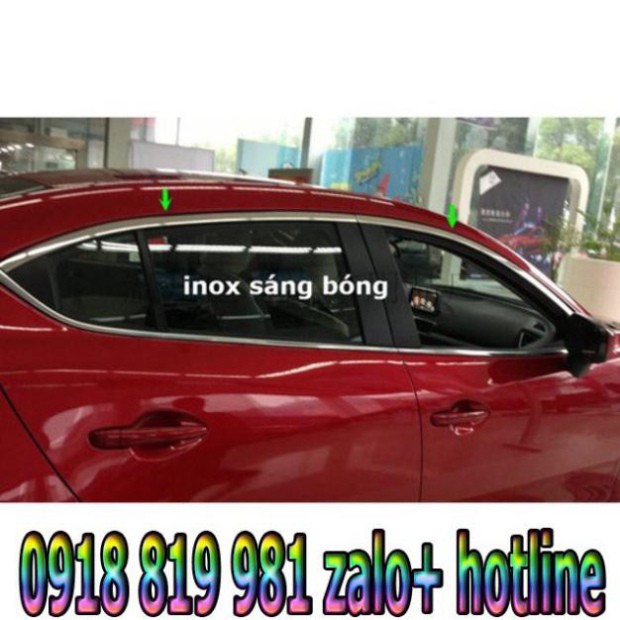 Nẹp Chân Kính, Cong Kính Inox Xe MAZDA 3 2015-2021 HATBACK,SEDAN Sáng Bóng, Không Rỉ Cao Cấp- FREE SHIP