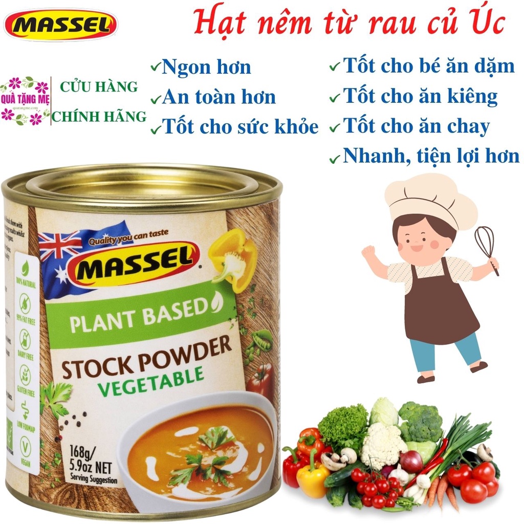 Hạt nêm vị rau củ Massel Premium Stock Powder Vegetable không bột ngọt an toàn cho gia đình 168g Maxwell