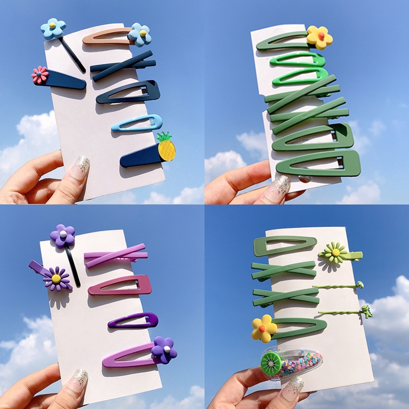Set 7 Kẹp Tóc Hình Bông Hoa Nhiều Màu Dễ Thương Cho Bé Gái