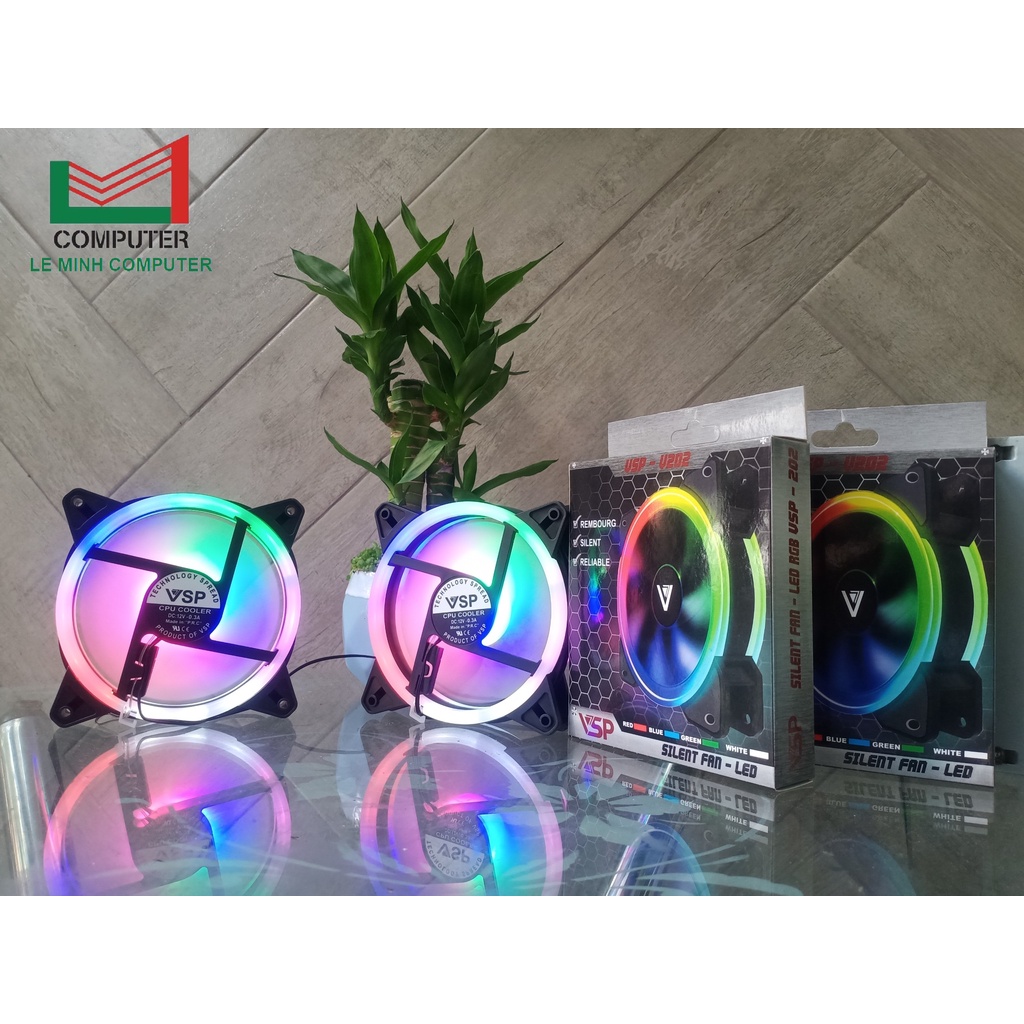 Quạt Tản Nhiệt Thùng Máy Vi Tính Fan case VSP V202 LED Double Circle 12Cm