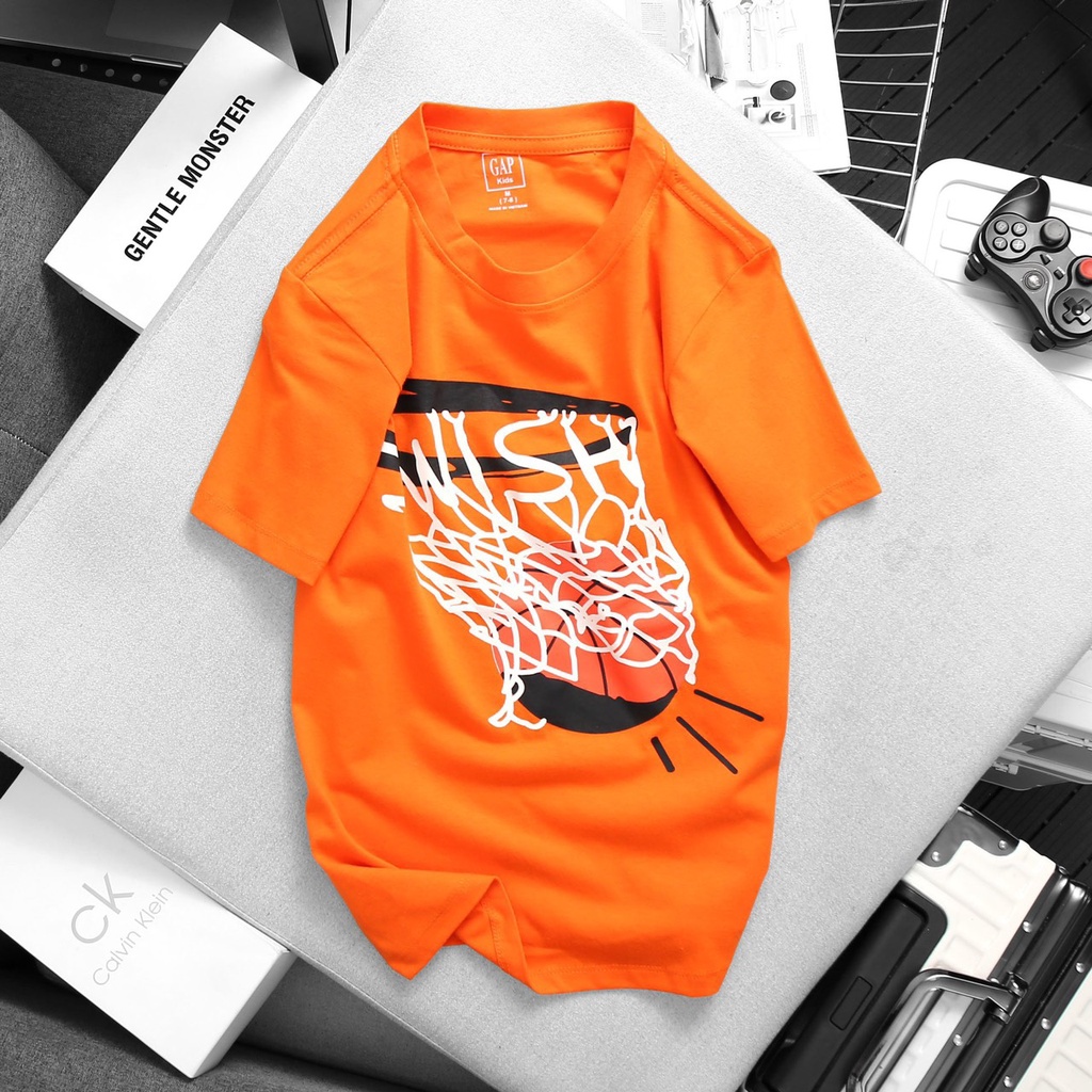 Áo phông bé trai Gap áo thun ngắn tay cotton mềm mịn size đại in hình khủng long xe hơi mặc đi học đi chơi